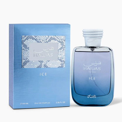 Rasasi Hawas Ice Cologne EAU DE PARFUM ,3.4FL.OZ/100 ML – Refreshing & Masculine Scent with Citrus, Aquatic & Woody Notes, Perf